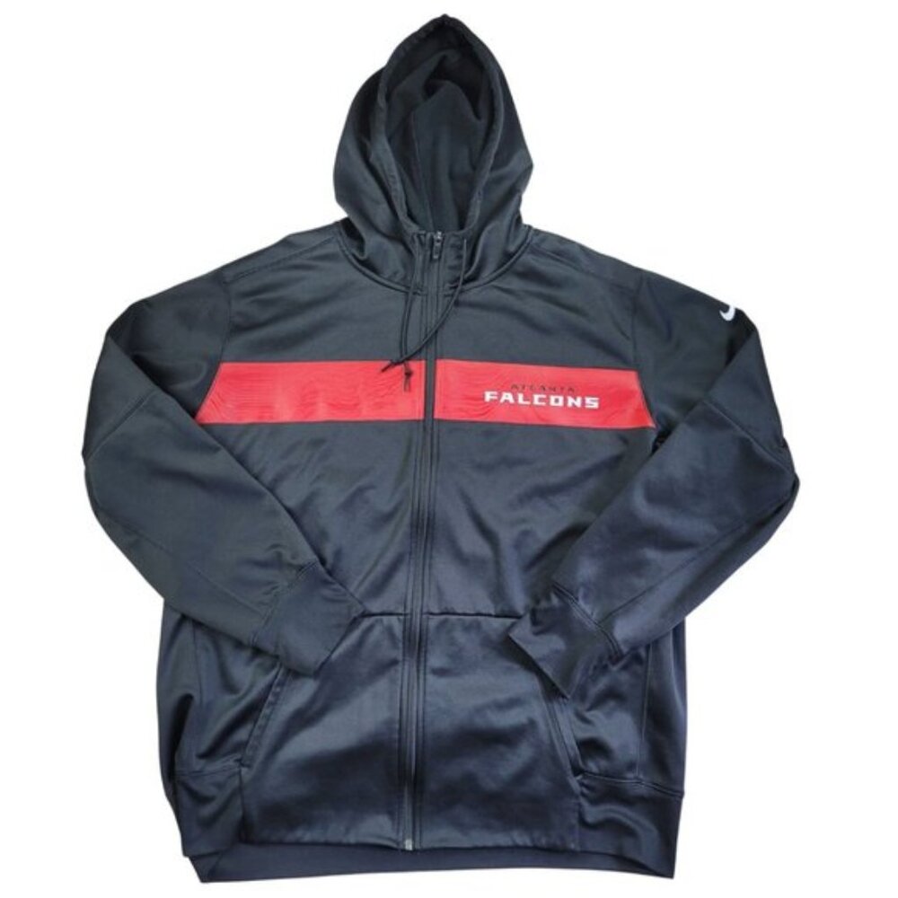 Nike Men's Black and Red Falcons Zip Hoodie - Picture 2 of 12